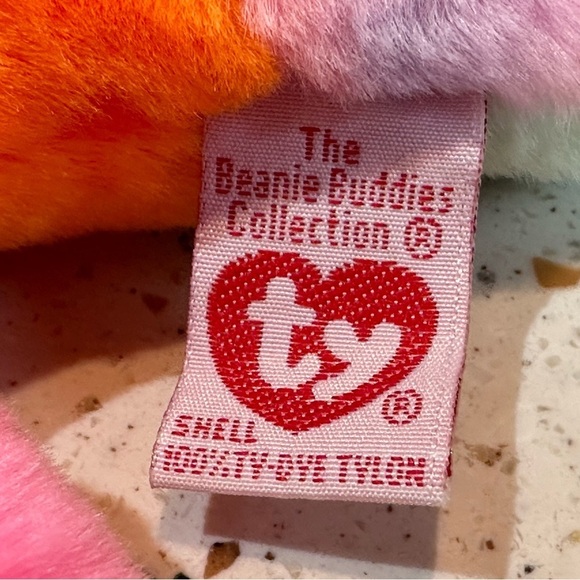 TY "Lips" Beanie Baby Buddies Tie Dye Rainbow Large Plush Fish 1999 Retired - Picture 8 of 9